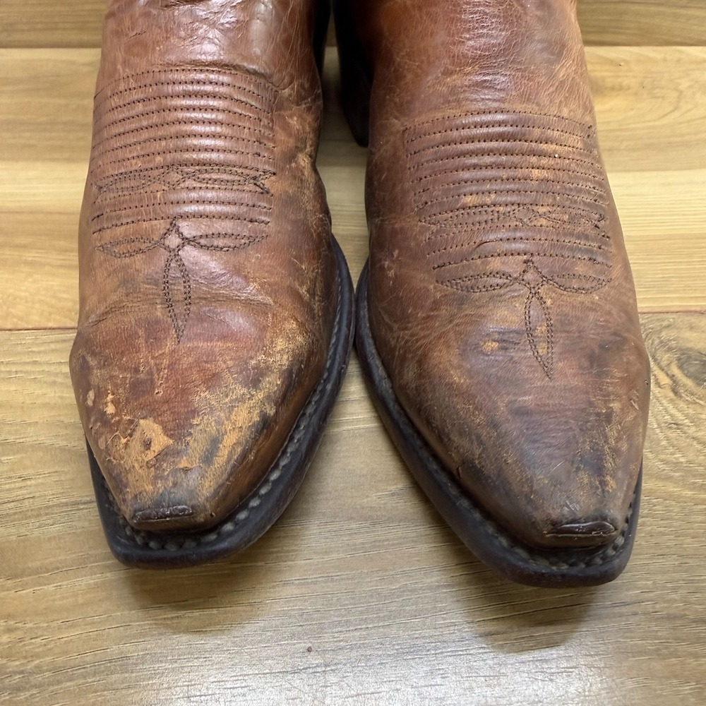 Lucchese 1883 Brown Leather Snip Toe Mens 8.5 D Western Cowboy Rodeo Ranch - Picture 4 of 12